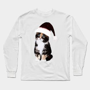 Christmas Cat In A Hat Art Long Sleeve T-Shirt